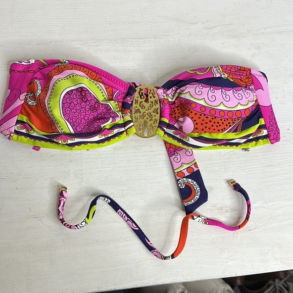 T25 Trina Turk Center Medallion Circular pattern tube top bikini top size 4 - Picture 14 of 15